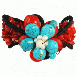 Turquoise and Red Bracelet
