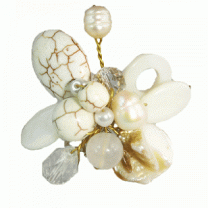 Oriental Flower Ring in White and Pearl