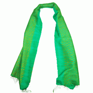 Traditional Thai Patterned Green Scarf