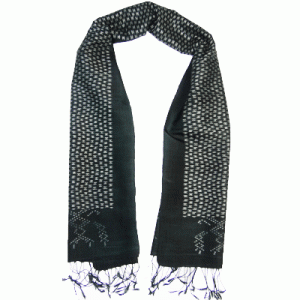 Traditional Thai Patterned Black and White Scarf