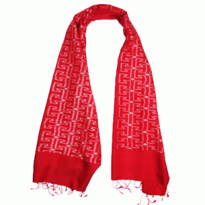 Traditional Thai Patterned Red and White Scarf