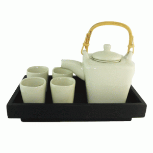 Celadon Light Cream Teapot Set