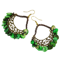 Chandelier Style Earrings with Green Stones