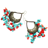 Turquoise and Red Earrings