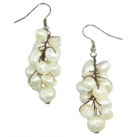 Short Drop Earrings with Polished White Stones