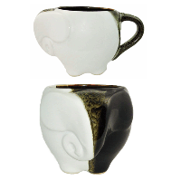 Celadon Dark Green and White Elephant Cup