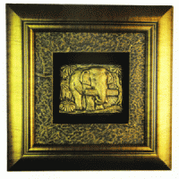 Framed Sandstone sculpture Working Elephant