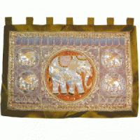 Thai Silk Tapestry  Elephants (Large)