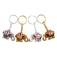 Gold and Silver Elephant Keyrings (Pack of 4)