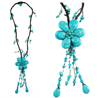 Turquoise Flower Long Necklace