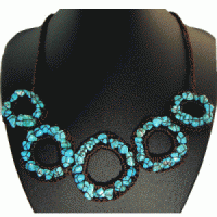 Turquoise Stone Circles Necklace