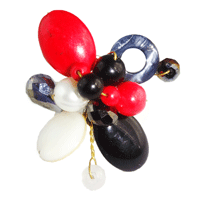 Oriental Flower Ring in Black, White and Red
