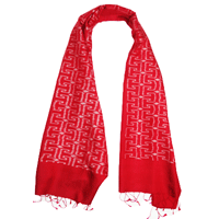 Traditional Thai Patterned Red and White Scarf