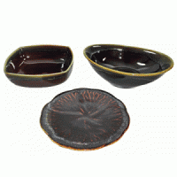 Black Celadon Bowls and Plate Set