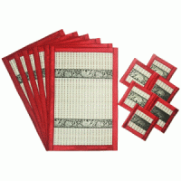 Handmade Reed Table Mats <br>Set of Six in Red