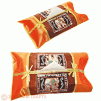 Orange silk cover decorated with elephant pattern