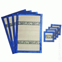 Handmade Reed Table Mats <br>Set of Four in Blue