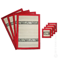 Handmade Reed Table Mats <br>Set of Four in Red