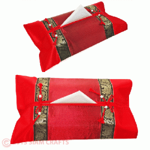 Red silk tissue box cover