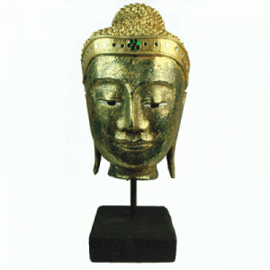 Buddha Head Carving on Stand