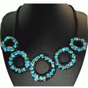 Turquoise Stone Circles Necklace