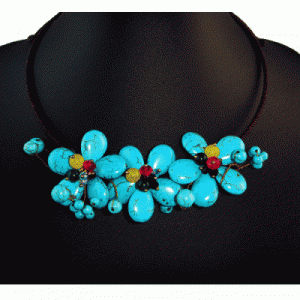 Three Flowers Turquoise Necklace