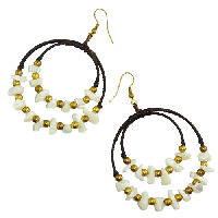 White Stones and Gold Beaded Earrings