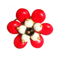 Flower Ring in Black, White and Red