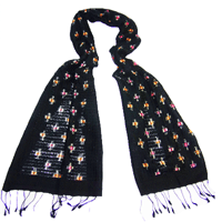 Traditional Thai Patterned Black Scarf