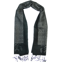 Traditional Thai Patterned Black and White Scarf