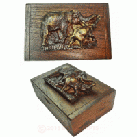 Elephant and Calf Design Wooden Box (Small)