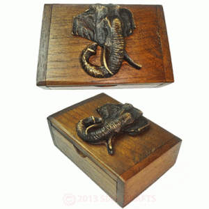Elephant Head Design Wooden Box (Small)